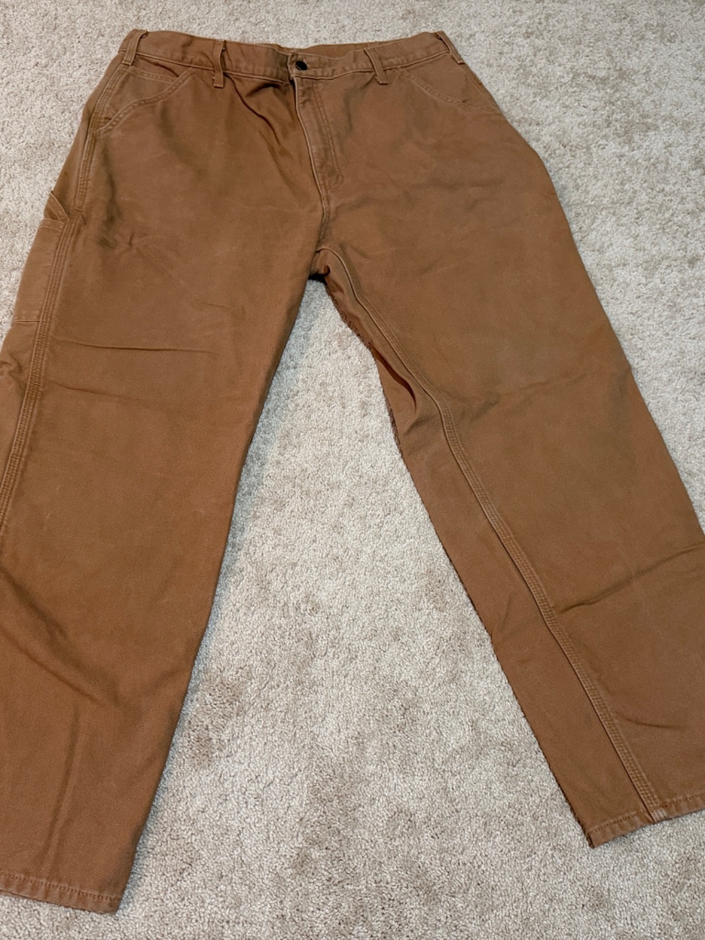 Carhartt Men's tan flannel lined chore Pants